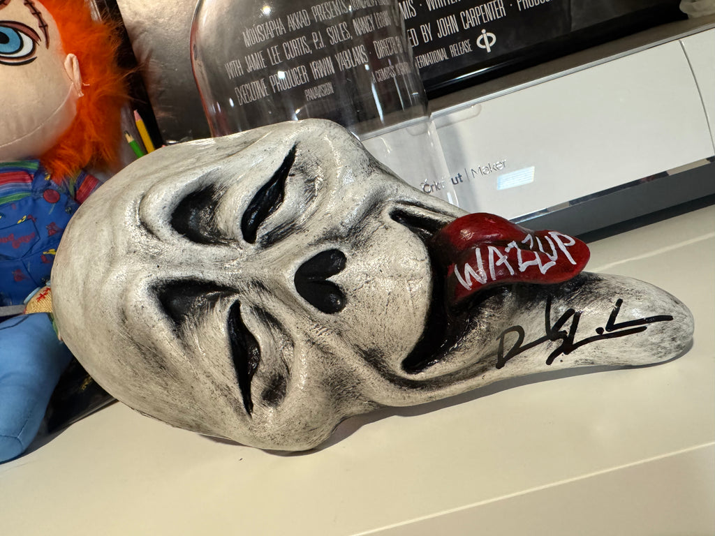 Custom scary movie mask mold autographed by Dave Sheridan